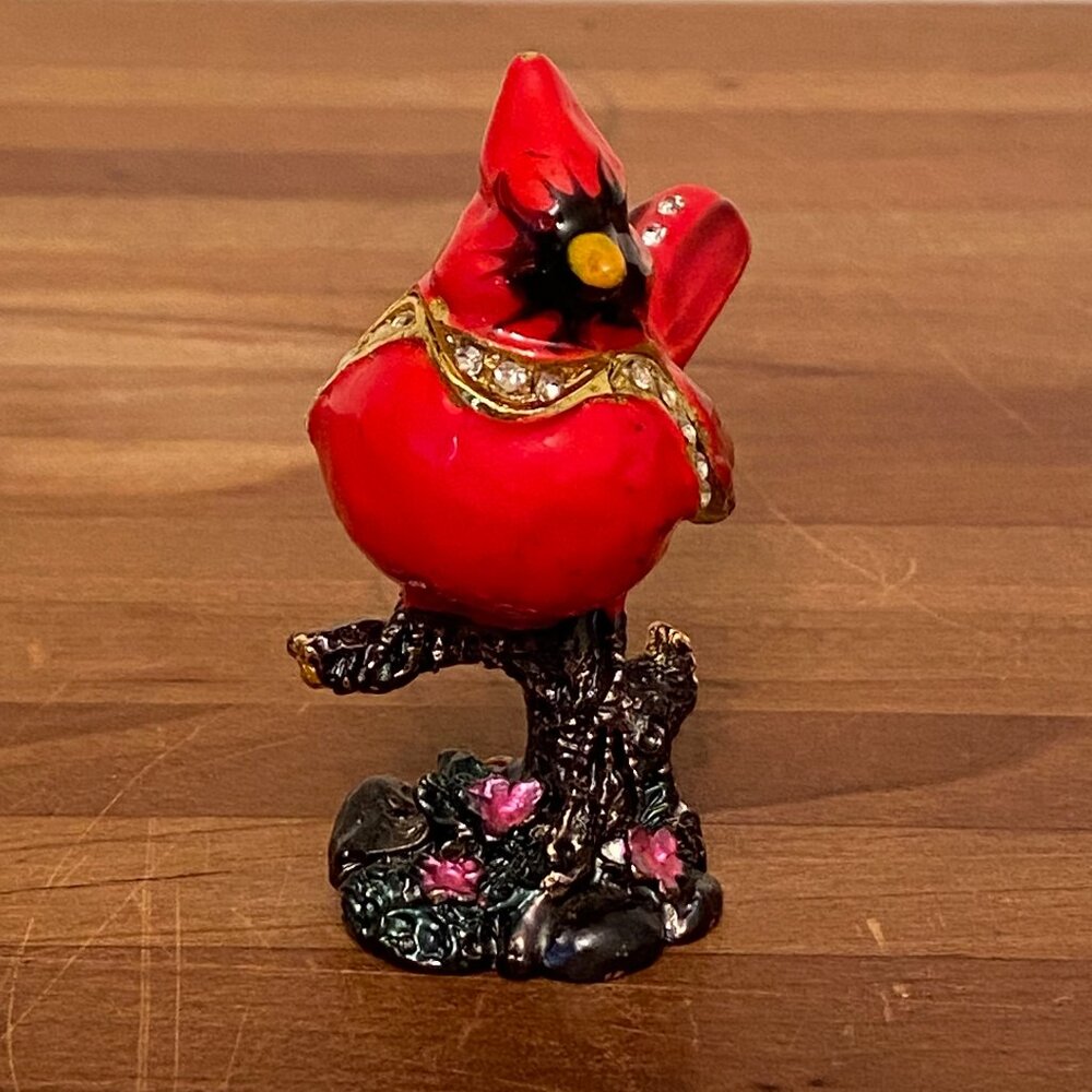 Cardinal Bird Jeweled Ring Box